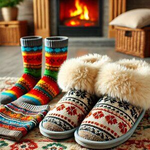 WOMENS COMFY COZY WARM SOCKS AND SLIPPERS